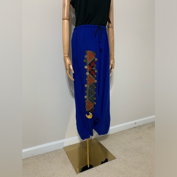 Royal Blue Triangles Hobo Tatreez Sherwal Baggy Pants - Picture 5 of 17